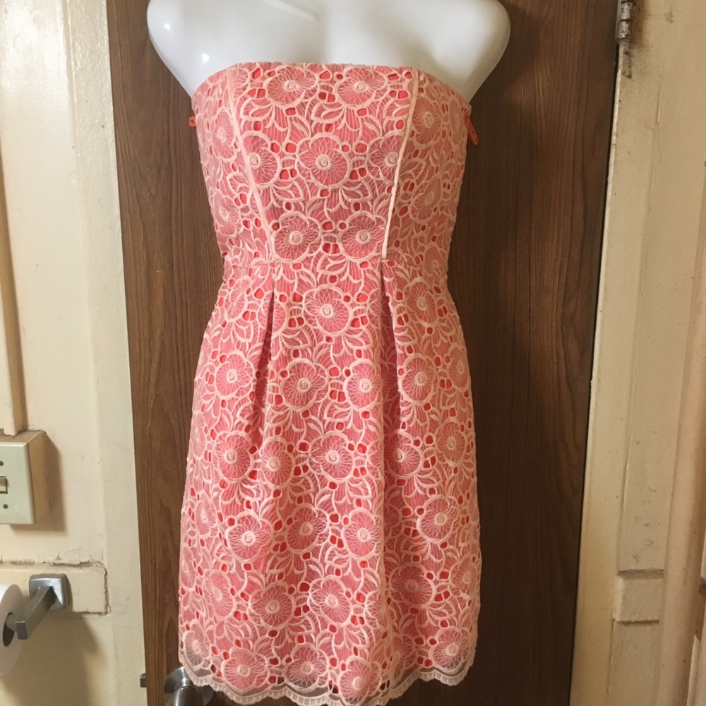 Floral Lace Orange/peach and white dress